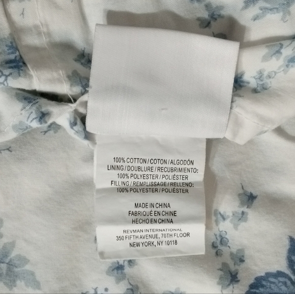 Laura Ashley Home Sophia Standard Pillow Sham Blue White Rose Pair Cottage - Picture 14 of 15